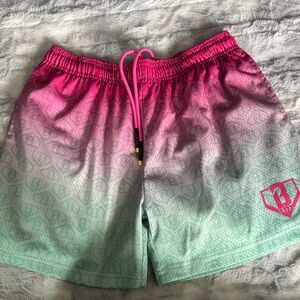 BL101 Youth XL Pink to Mint Ombre Athletic Shorts with Drawstring